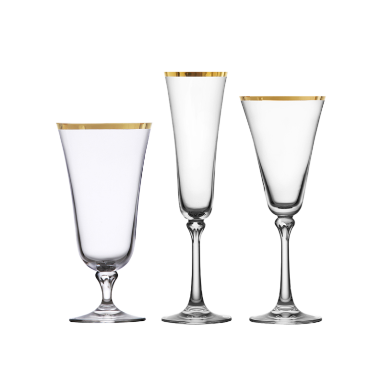Gold Rim Glass Collection | Party Line Rentals, Westchester New York
