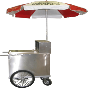 Hot dog cart with umbrella rental